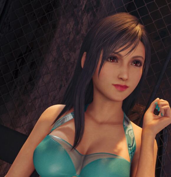 最終幻想7重制版蒂法美感妝藍(lán)綠色泳裝MOD