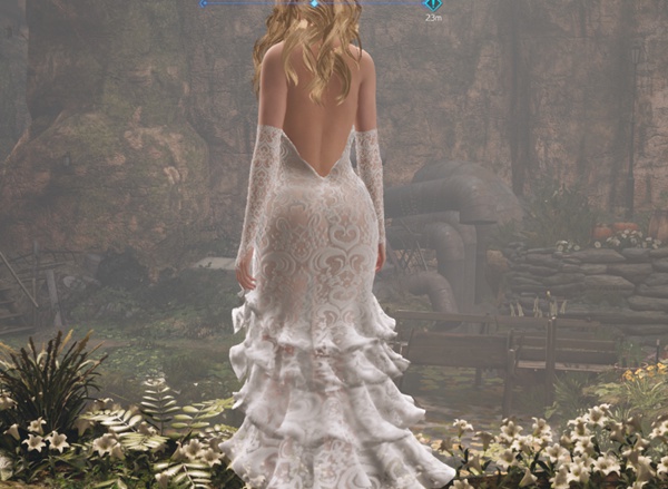 最终幻想7重制版新娘爱丽丝白色蕾丝婚纱裙MOD