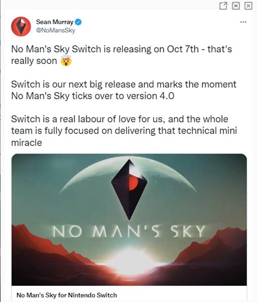 无人深空4.0重点将是NS版 官方吸引新玩家