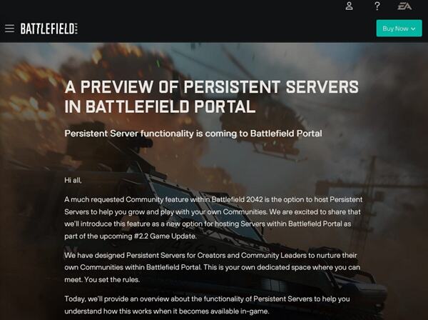 战地2042玩家福利 开发商宣布传送门模式获永久服务器支持