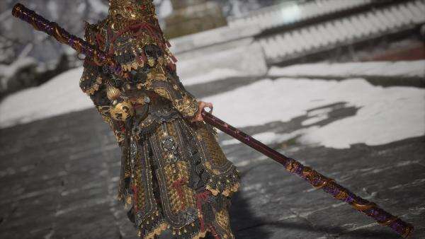 《黑神話:悟空》褐色棍體兩端金色內紫金箍棒MOD