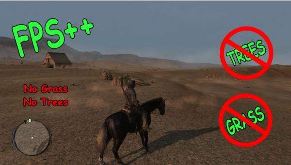 《荒野大鏢客：救贖重制版》去除草叢和樹木MOD