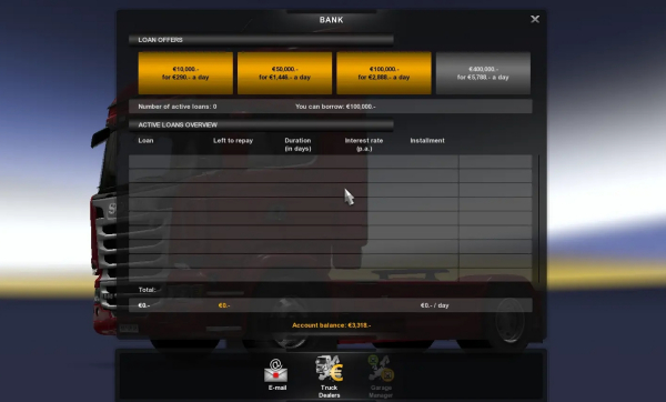 《歐洲卡車模擬2》金錢貸款MOD