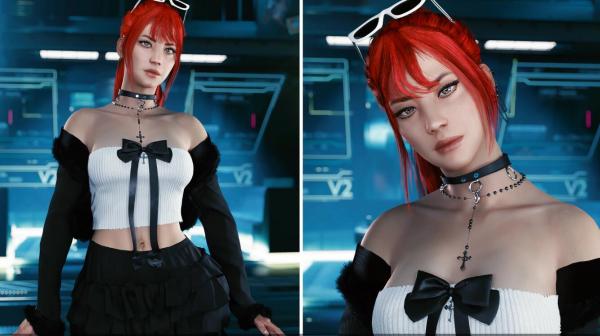 《賽博朋克2077》舒適套裝哥特風花邊露肩裝MOD[支持v2.13]