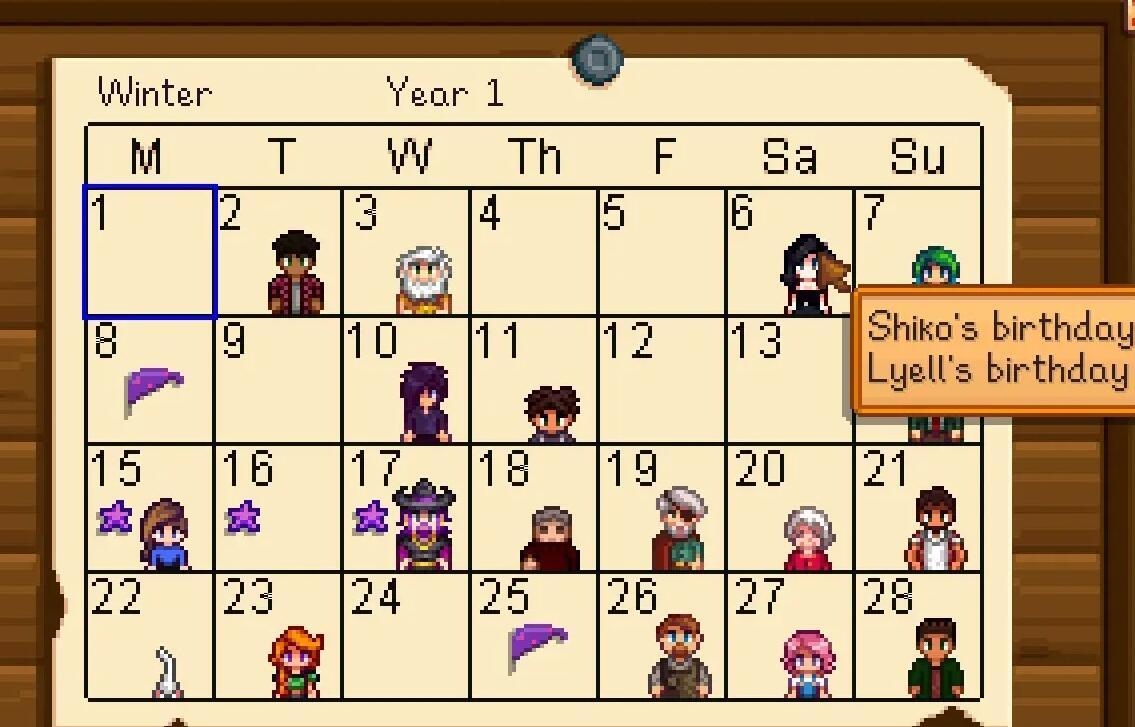 《星露谷物語》顯示生日MOD