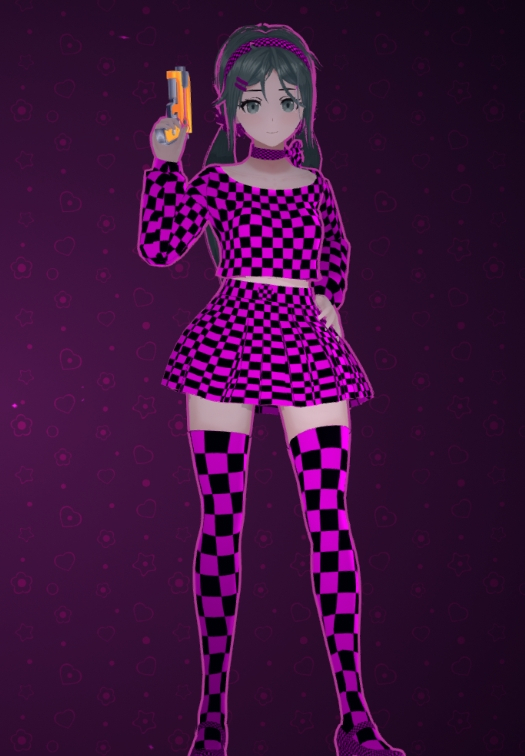 《米塔MiSide》黑格紋紫色服裝米塔MOD