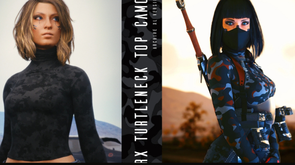 《賽博朋克2077》高領上衣迷彩服裝MOD