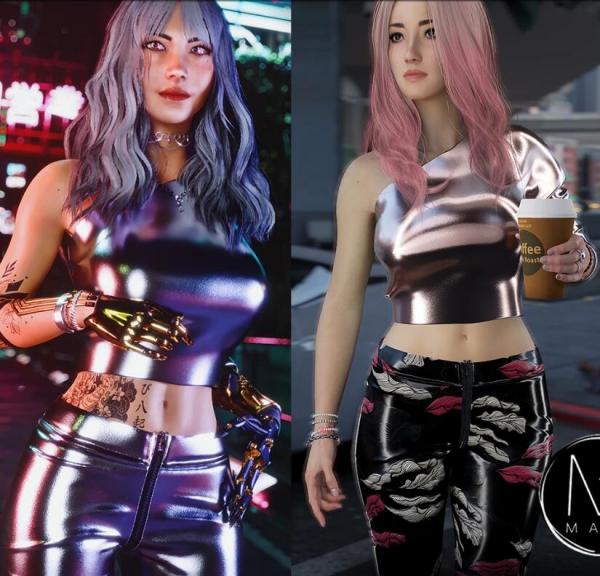 《賽博朋克2077》長拉鏈褲和上衣套裝MOD