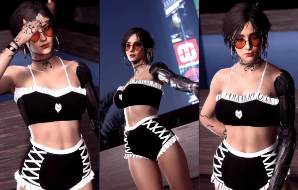 《賽博朋克2077》荷葉邊泳衣MOD