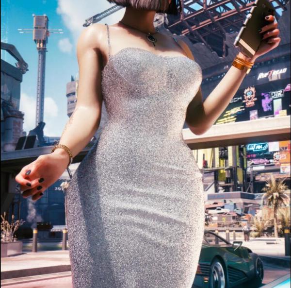 《賽博朋克2077》亮片連衣裙MOD