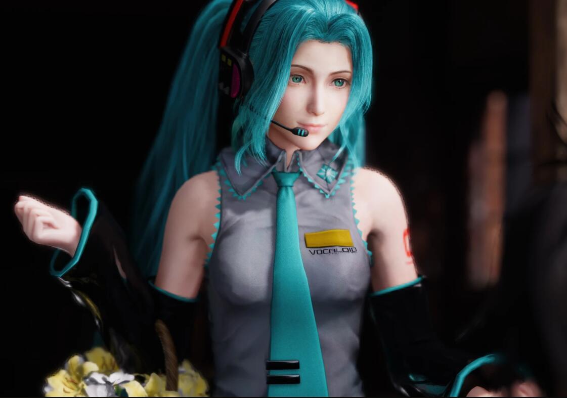 《最終幻想7：重制版》愛麗絲cos初音未來MOD