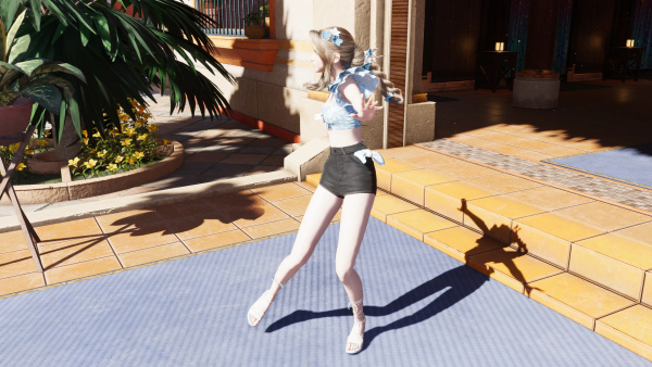 《最終幻想7：重生》蒂法黑短褲藍上衣MOD