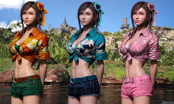 《最終幻想7:重生》蒂法沙灘服裝的紅橙藍三種配色MOD