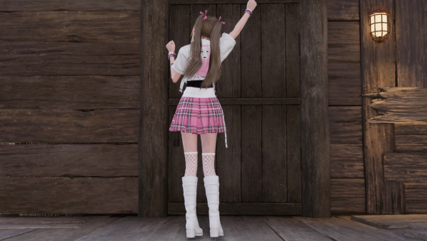 《最終幻想7:重生》愛麗絲無臉男圖案粉白色服裝MOD