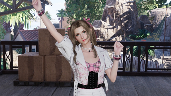 《最終幻想7:重生》愛麗絲無臉男圖案粉白色服裝MOD