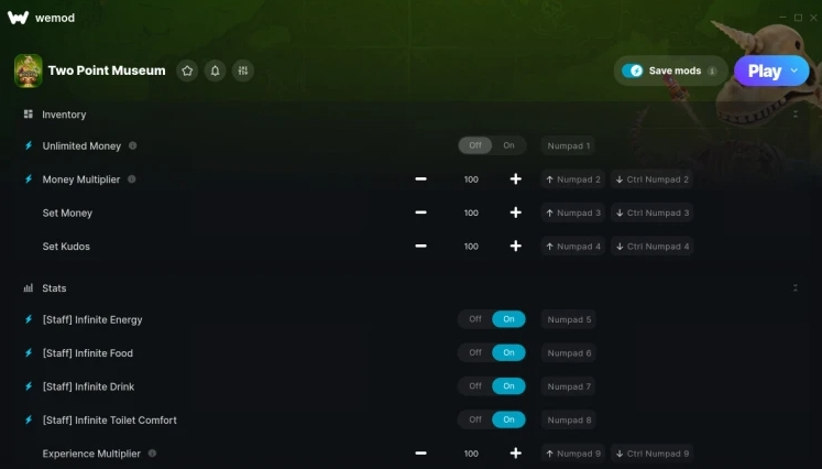 《雙點博物館》十四項修改器wemod版