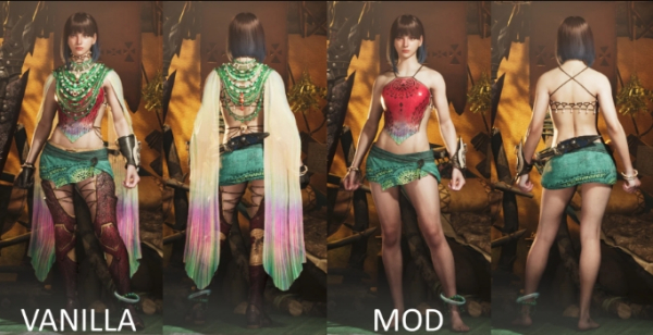 《怪物獵人：荒野》移除波衣龍套裝上衣裝飾MOD