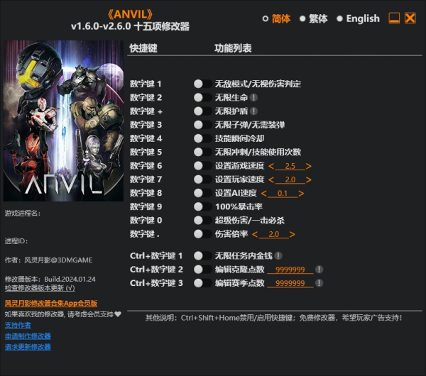《ANVIL》v2.6.0.Plus十五項修改器風靈月影版