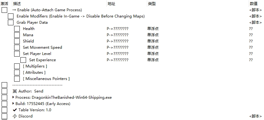 《龍裔：被放逐者》CE修改器CT表[支持無敵、無限法力等]