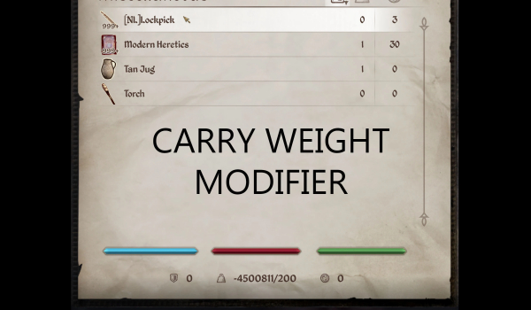 《上古卷軸4：湮滅重制版》攜帶重量修正器MOD