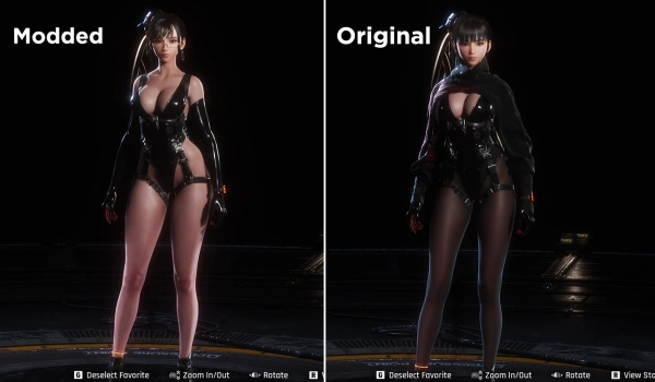《劍星》暗影與銀魅無袖女忍者套裝(豐滿版)MOD