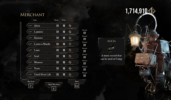 《光與影:33號遠征隊》村莊商人處全音樂唱片一鍵購買MOD