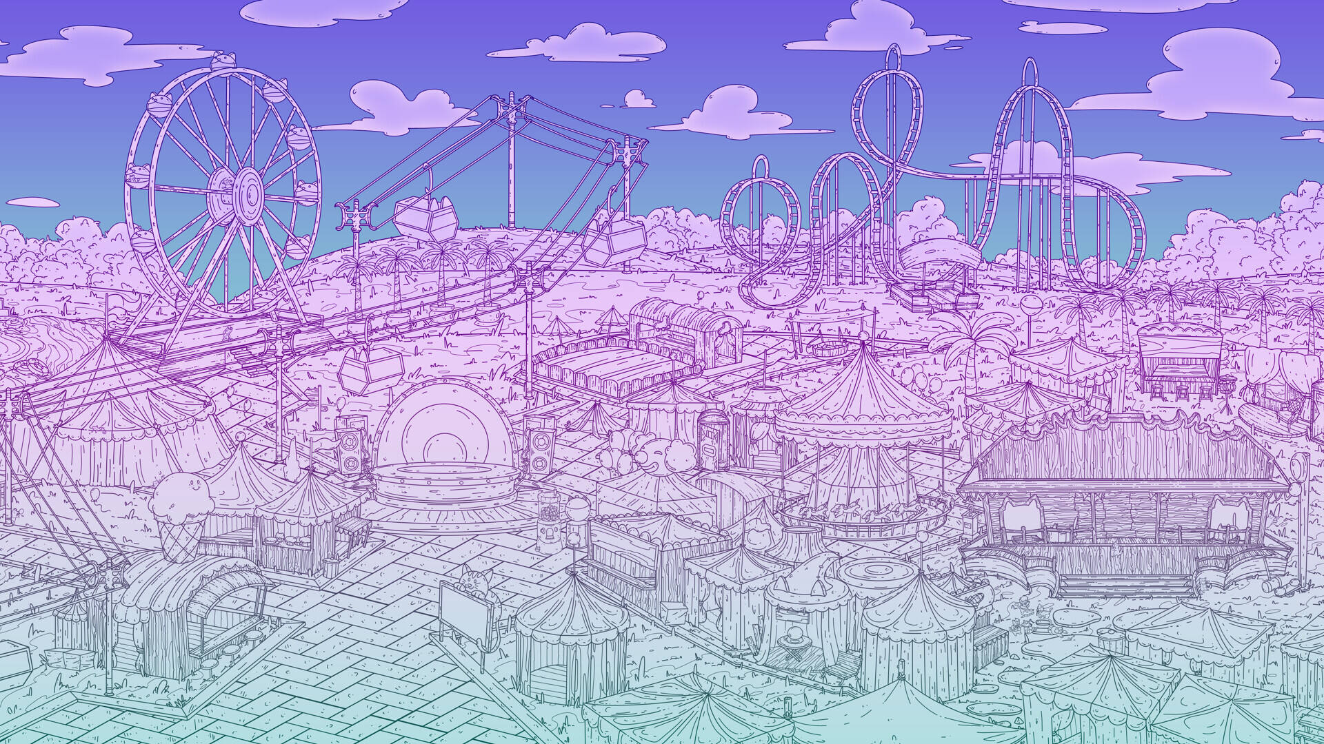 游樂園里滿是貓壁紙