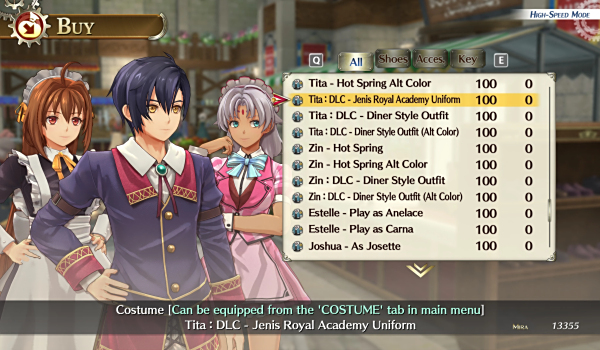 《英雄傳說：空之軌跡 the1st》可購買服裝MOD