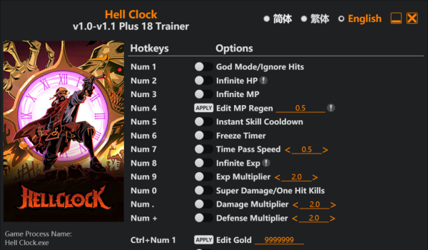 《Hell Clock》十八項(xiàng)修改器風(fēng)靈月影版v1.0