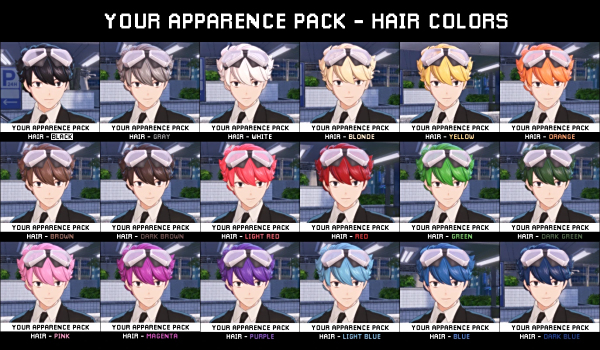 《數碼寶貝物語 時空異客》男性角色頭發與眼睛顏色合集