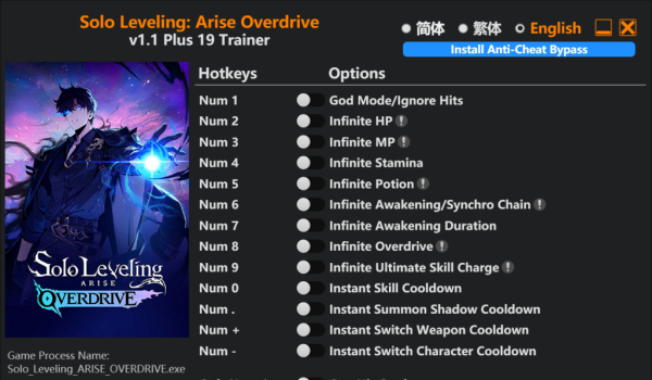 《我獨自升級起立覺醒》十九項功能修改器風靈月影版v1.1