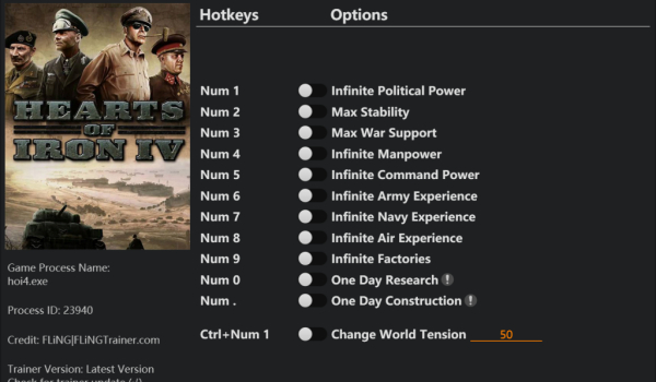 《鋼鐵雄心4》十二項功能修改器風(fēng)靈月影版v1.0