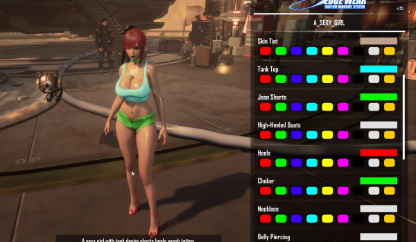 《劍星》CNS坦克背心牛仔短褲高跟鞋腹紋辣妹MOD