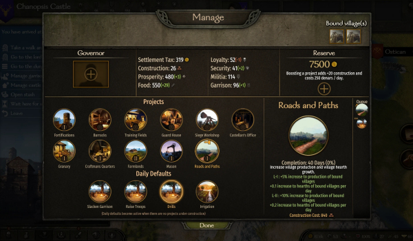 《骑马与砍杀2战帆》自动管理定居点事务MOD