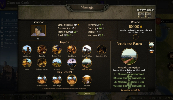 《骑马与砍杀2战帆》自动管理定居点事务MOD