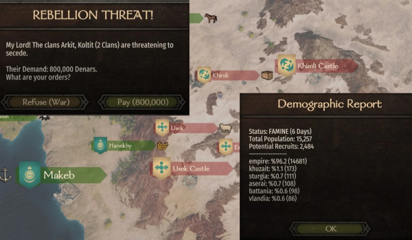 《骑马与砍杀2》叛乱与人口统计MOD