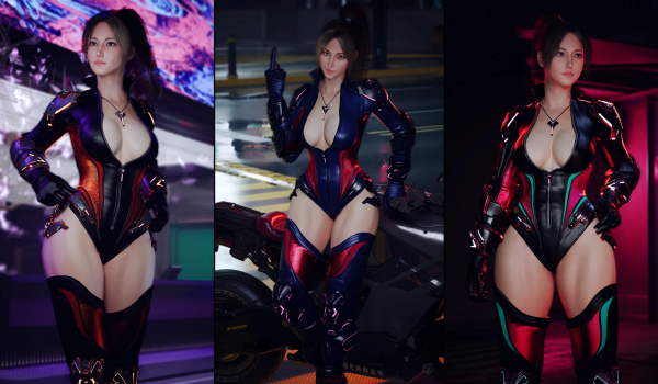 《赛博朋克2077》暗夜骑士套装女性V版MOD