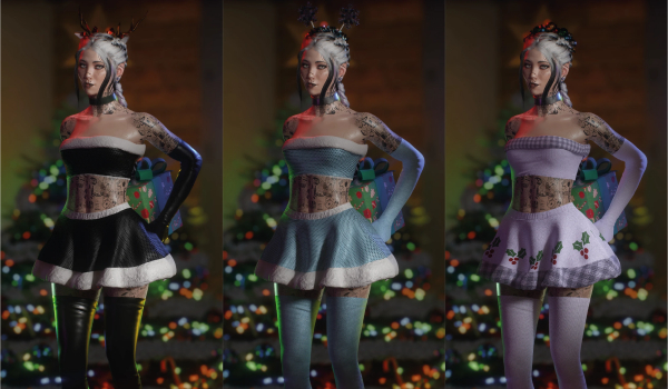 《赛博朋克2077》圣诞主题套装MOD