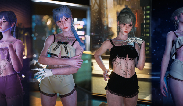 《赛博朋克2077》艾克赛丽丝蕾丝睡衣套装MOD
