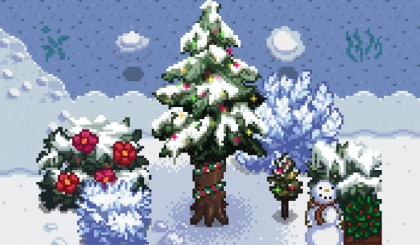 《星露谷物语》动态节日冬青树简约枝叶版MOD