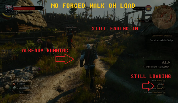 《巫师3：狂猎》取消载入后强制行走MOD