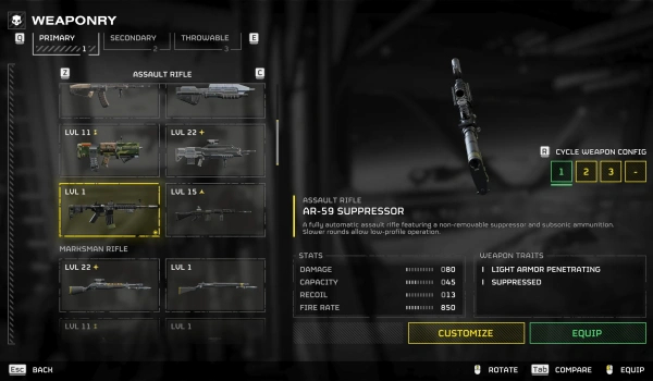 《绝地潜兵2》M4卡宾枪替换AR59抑制者MOD