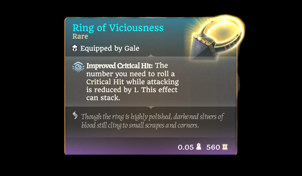 《博德之门3》凶暴之戒暴击指环MOD