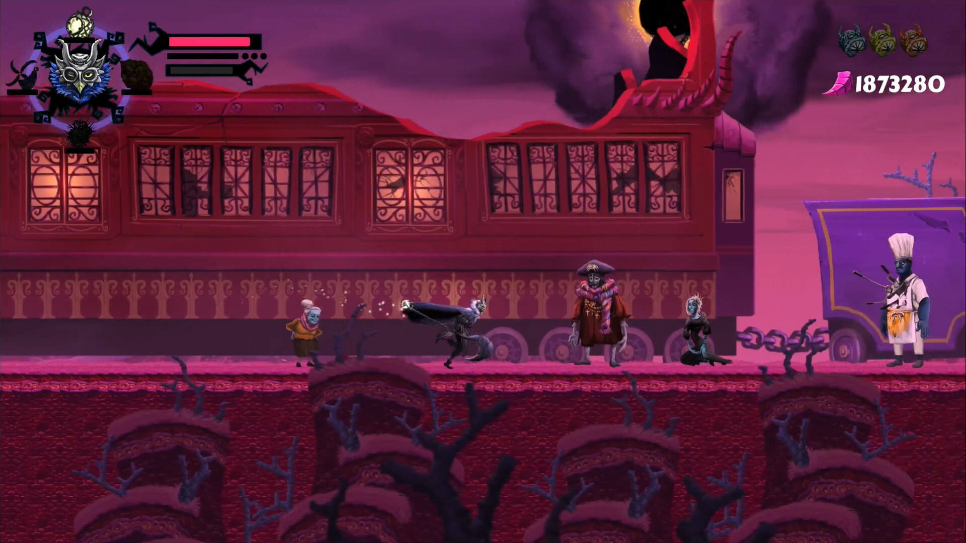 洋红色地平线壁纸