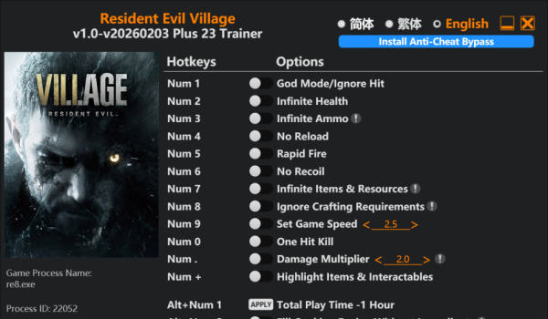 《生化危机8：村庄》二十三项功能修改器风灵月影版