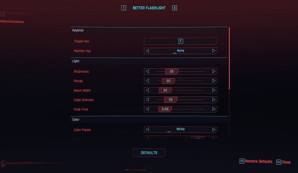 《赛博朋克2077》更好的手电筒MOD