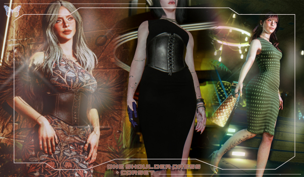 《赛博朋克2077》阿克塞莉丝单肩连衣裙与束腰MOD