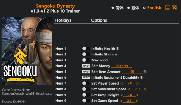 《战国王朝》十项功能修改器v1.2