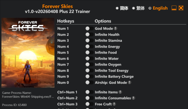 《Forever Skies》二十二项功能修改器v1.0