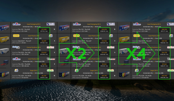 《欧洲卡车模拟2》金钱与经验x2或x4全球经济MOD
